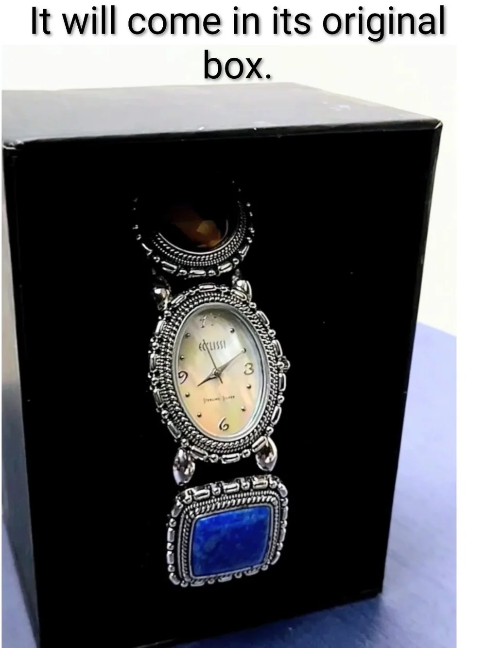 Sterling Silver- Precious Stones Women's Bracelet Watch